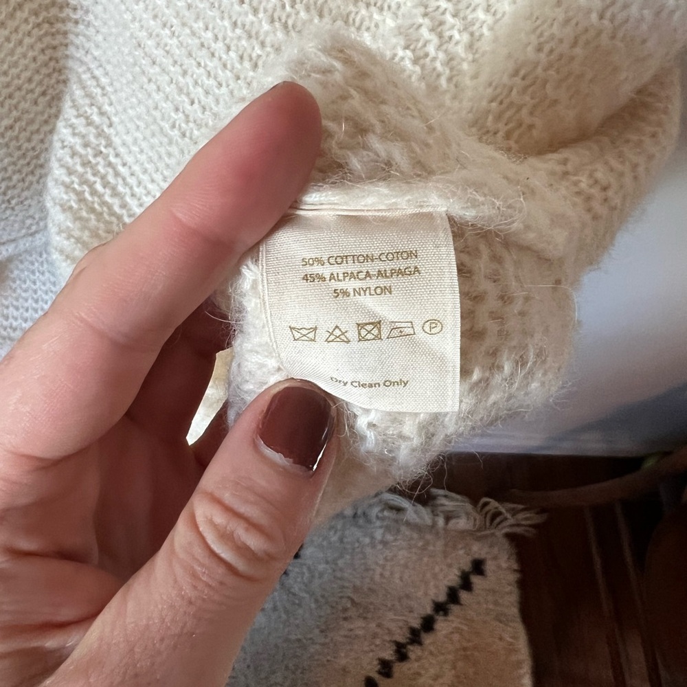 Free People Ivory All Mine Cotton Alpaca V-Neck Sweater - Picture 7 of 7